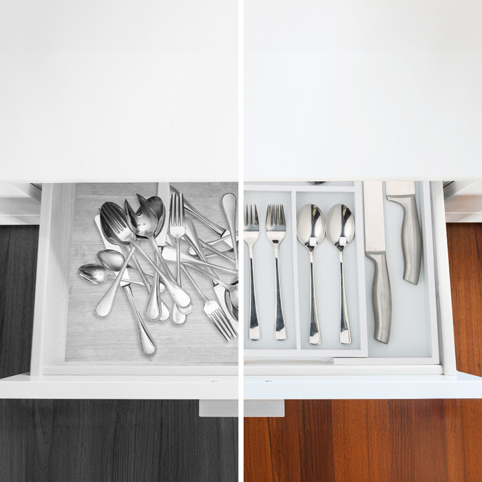 Relaxdays Cutlery Insert Bamboo White