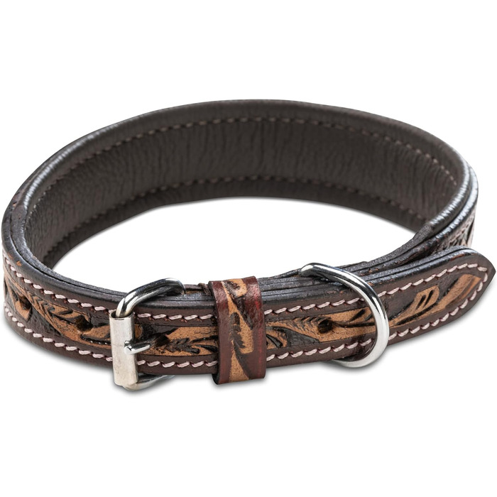 Нашийник для собак Джек Рассел з натуральної шкіри буйвола, регульований, з м'якою підкладкою, ручної роботи, з різьбленням, Alexey, розмір S (26-34 см)