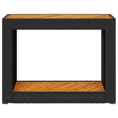 Садовий стіл з дерев'яною стільницею, чорний, 100x40x75 см