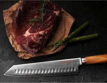 Японський ніж YOUSUNLONG Pro Gyuto 255мм з дамаської сталі - професійний кухонний ніж з дерев'яною ручкою та шкіряною піхвою