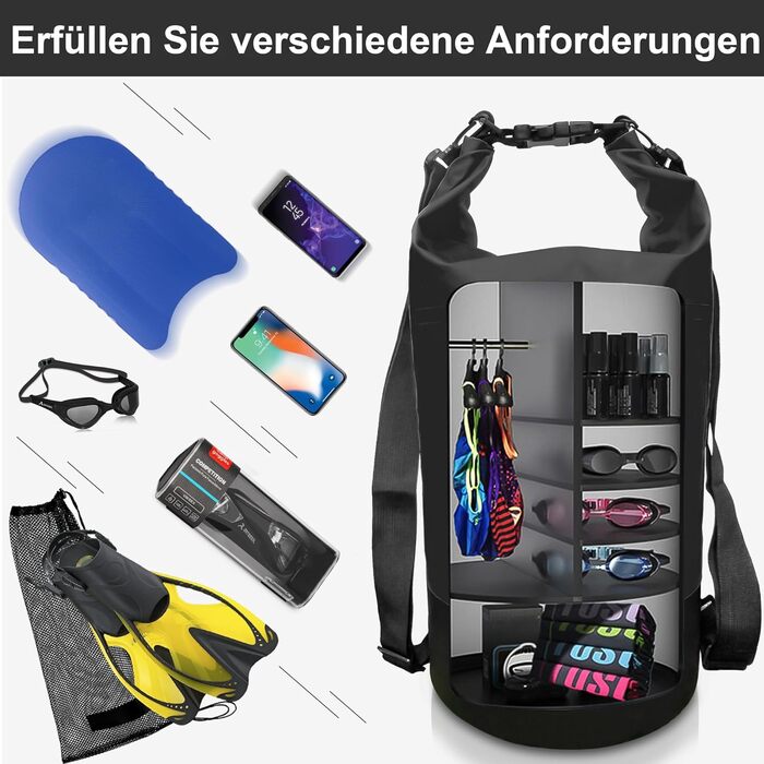 Водонепроникний герметичний мішок Dry Bag 5/10/20/30 л для каякінгу, човна, риболовлі, рафтингу, плавання, сноубордингу, з регульованим ременем