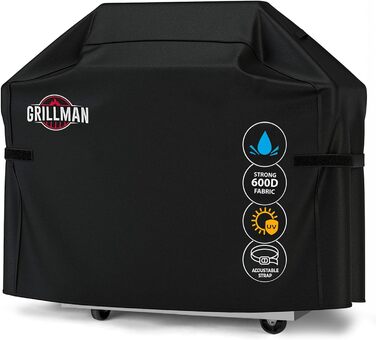 Чохол для газового гриля Grillman, водонепроникний, пилозахисний, чорний, 147x61x122 см