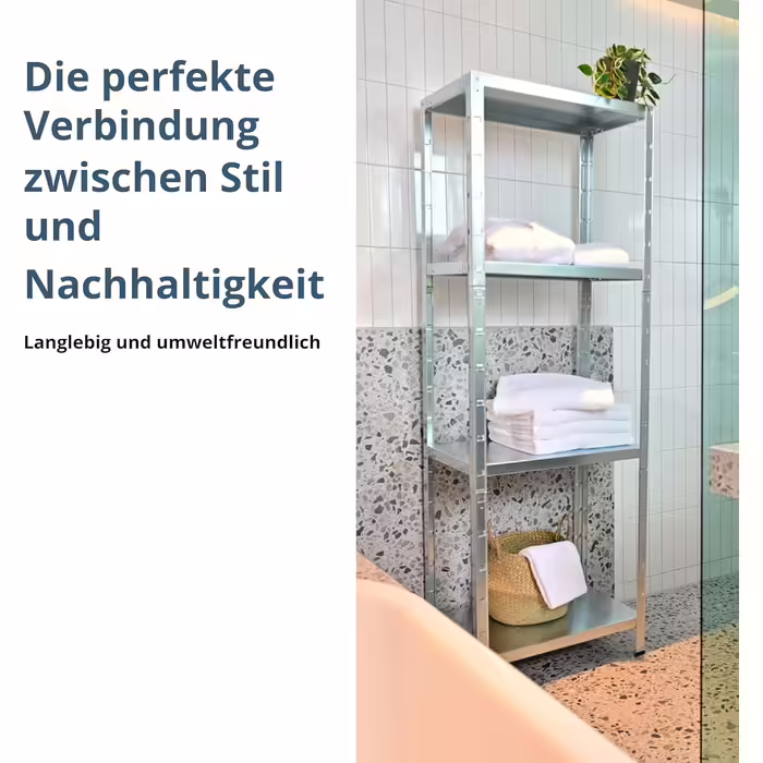 SCHULTE Shelfworld slotted shelving unit with 4 PowerMAX shelves, 65 kg load capacity, 180x60x40 cm (H x W x D), galvanized (storage shelf, workshop shelf, cellar shelf, garage shelf, metal shelf)
