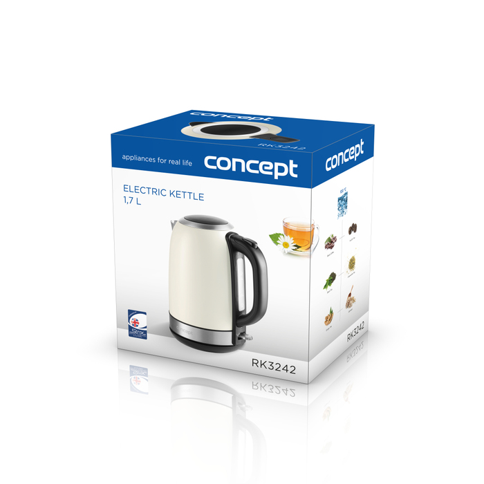 Електричний чайник Concept RK3242, 2200 Вт, 1,7 л, бежево-коричневий