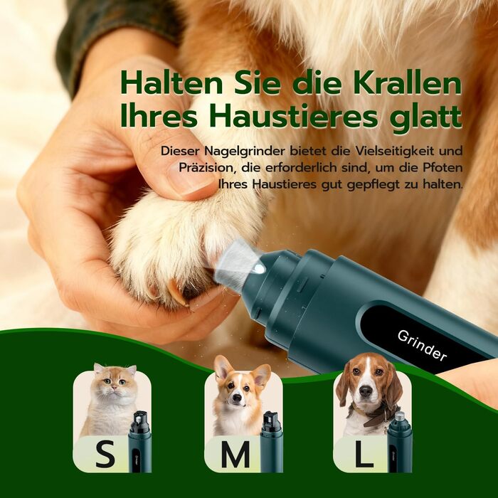 Електричний точилка для кігтів собак 5-ступінчатий з LED-підсвіткою, тихий, перезаряджуваний, потужний точилка для кігтів для домашніх тварин, для собак та котів малих та середніх порід