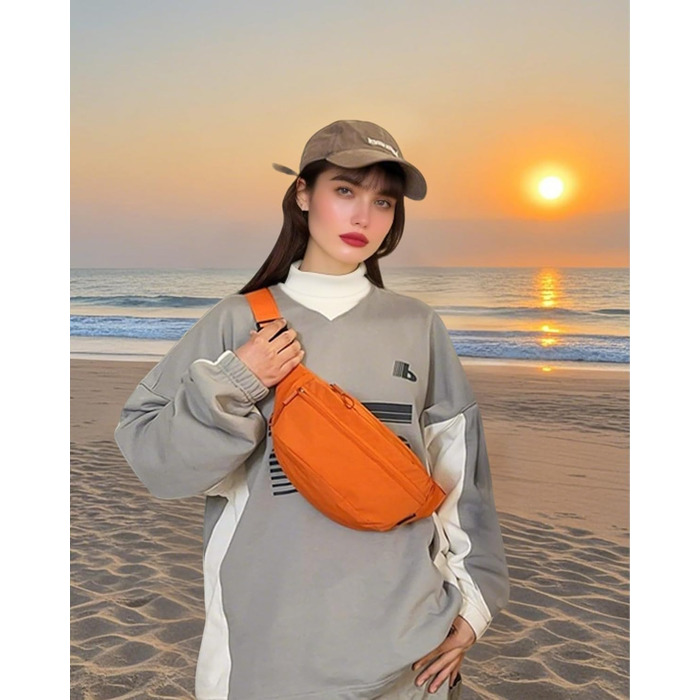 Поясна сумка чоловіча/жіноча водонепроникна для подорожей, фестивалів, спорту та прогулянок з собакою (Помаранчевий)