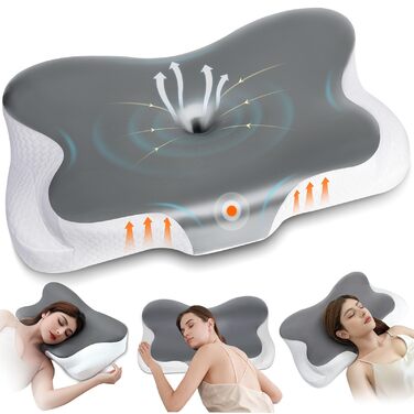 Подушка для шиї Fwoueot з піною з пам'яті, підтримуюча, для тих, хто спить на боці, спині та животі (сіра)