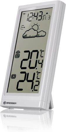 Метеостанція Bresser Meteo Temp з зовнішнім датчиком: термометр, барометр, прогноз погоди, білий колір