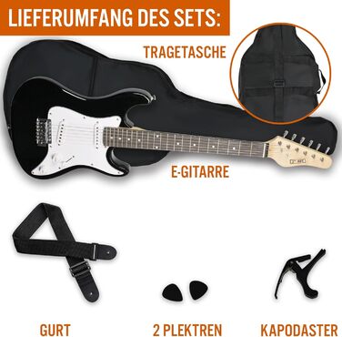 Електрогітара 3/4 для дітей та підлітків 3rd Avenue XF Starter Kit з чохлом, ременем, медіаторами та каподастром - Чорний