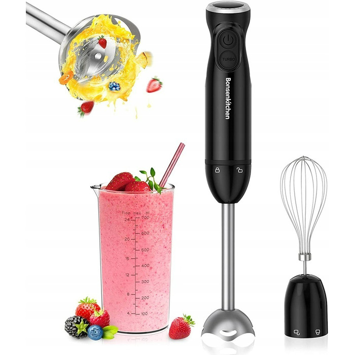 Ручний блендер Bonsenkitchen HB3203, 1000 Вт, чорний