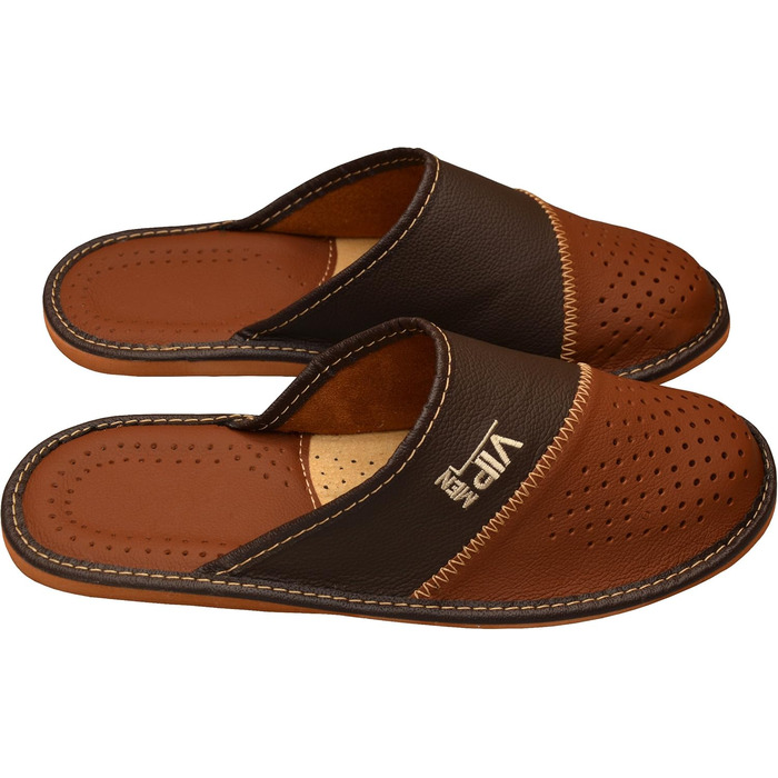 Чоловічі домашні тапочки World of Leather з натуральної шкіри, коричневі, 43 EU