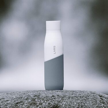 LARQ Movement PureVis 950ml – UV Self-Cleaning Stainless Steel Bottle with Silicone Sleeve | Lightweight, Shockproof, Keeps Water Cool | Fitness, Running & Outdoor Activities, (710 ml, White/Pebble)
