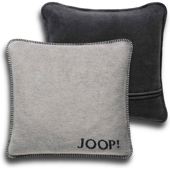 Наволочка Joop! Uni Doubleface, двостороння, сірий та антрацит, 50x50 см, бавовна та поліакрил