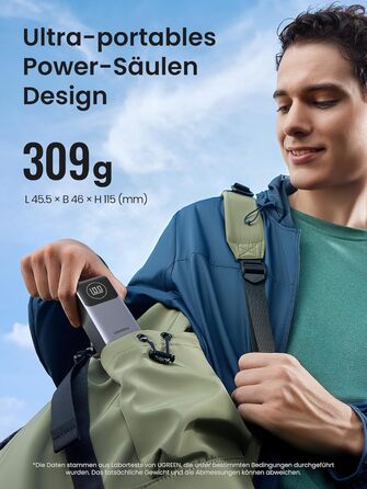 Power Bank UGREEN Nexode 12000mAh 100W з 2 портами, цифровим дисплеєм, USB-C PD 3.0, сумісний з iPhone, Galaxy, iPad та іншими пристроями