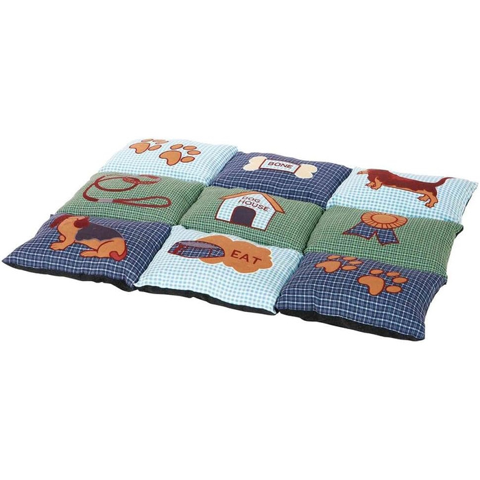 Килимок для собак Trixie Patchwork, 80 x 55 см, блакитний/зелений, стеганий, розмір 10 x 51 x 51 см