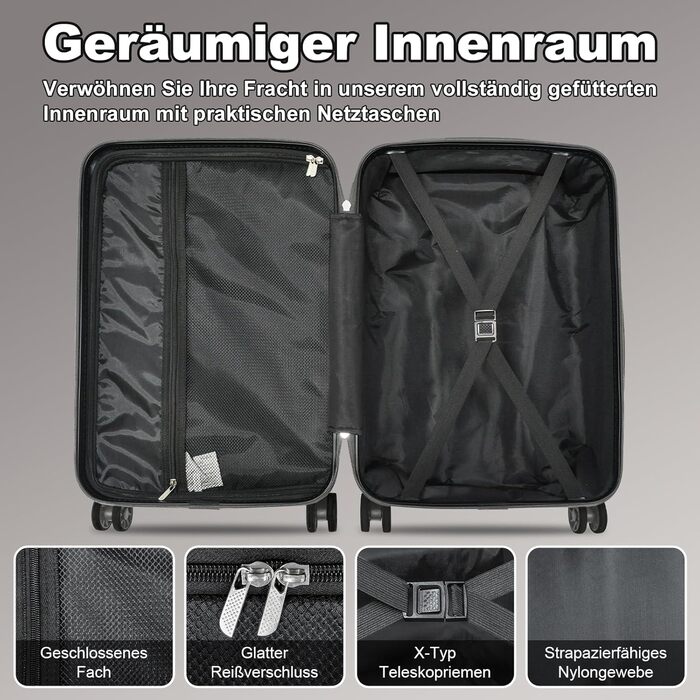 Набір валіз Joyway 6 шт. з TSA-замком, 4 колеса та мультисумка, зелений (сірий)