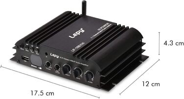 Lepy LP-168 Plus Bluetooth підсилювач 2.1 канали, 2x45Вт+68Вт, HiFi цифровий стерео бас, USB, MP3, MP4, DVD, для авто, з LED підсвіткою