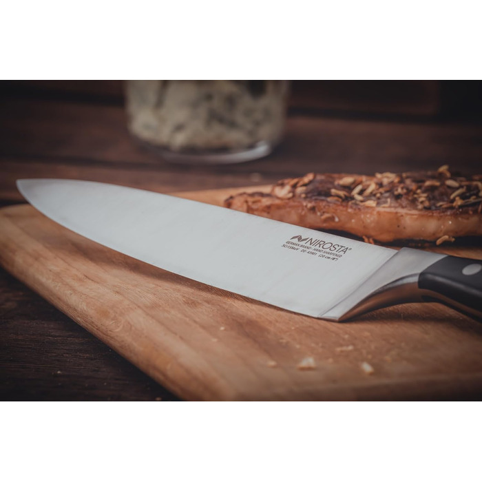 Ніроста Кухонний ніж Trinity 34 см - високоякісна нержавіюча сталь, професійна якість, для овочів, фруктів та іншого, ручне заточування Taper, важка ручка з захистом пальців