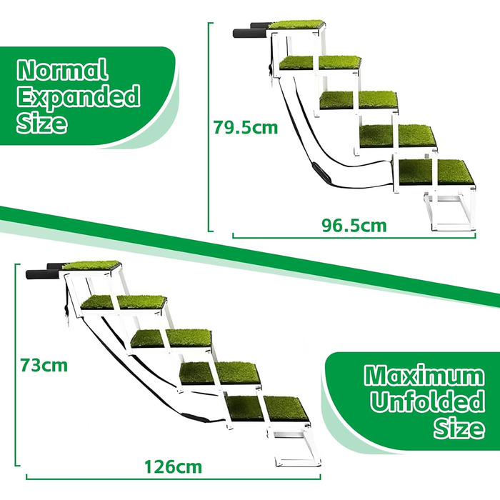 Східці для собак Hunderampe: легкі, складані, з антиковзким покриттям, для великих собак (до 70 кг), підходять для SUV, Jeep та вантажівок