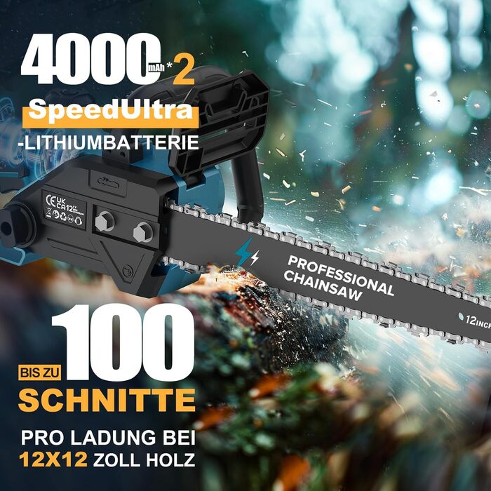 Акумуляторна міні-пила PowerCut X13: 6 дюймів, 8000mAh, автоматичний змащувач, для стрижки гілок та дерева