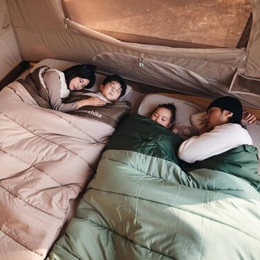 Спальний мішок Naturehike YC для 2 осіб, 3-4 сезони, для дорослих та дітей, зелений