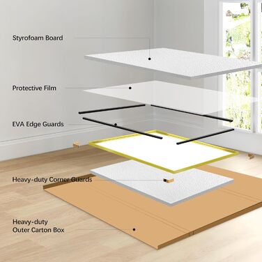 Дзеркало настінне прямокутне без рами 75x75 см, для ванної, спальні, вітальні, підвісне (золотий)