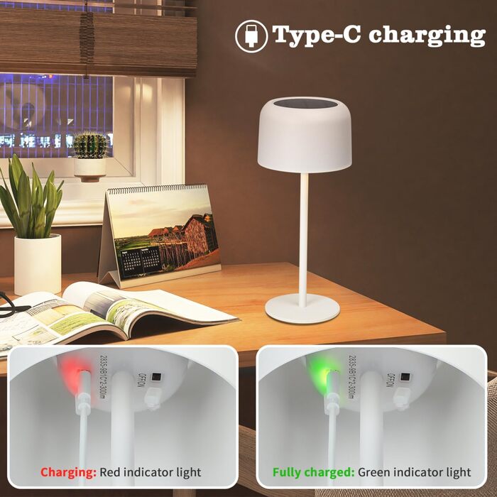 Світлодіодна настільна лампа Aigostar акумуляторна бездротова, димується сенсорним керуванням, 3 режими світла, водонепроникна IP54 для дому та саду (біла)