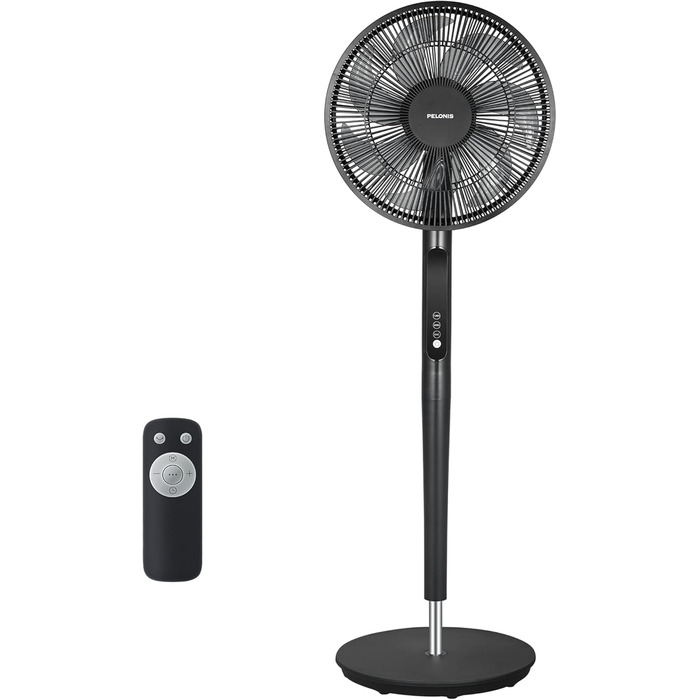 Турбовентилятор PELONIS з пульт дистанційного керування, дисплеєм, 3D циркуляцією, 36.5dB, 10м повітряний потік, регульована висота 60/111см, 4 режими з таймером, знімний захист, поворотний, 76см, оранжевий