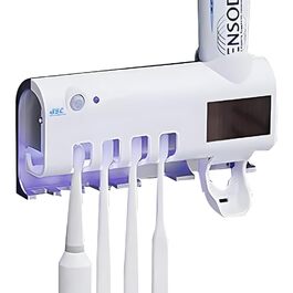 Тримач для зубних щіток S.I.C з УФ-дезінфекцією, LED-підсвіткою та дозатором пасти, для 4 щіток (білий)