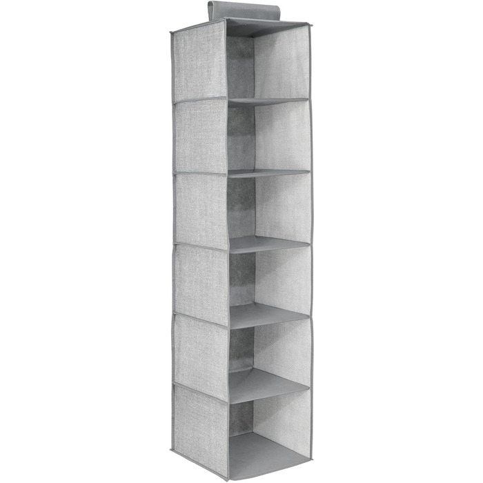 mDesign висувний тканинний шафа з поліестеру – 6 полиць – настінний шафа з тканини для спальні – ідеально як вішалка для одягу, ременів, клатчів – сірий та чорний (сірий)