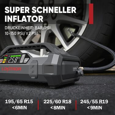 Бустер-стартер LOKITHOR JA300 з компресором 150 PSI та Powerbank 1500A для автомобіля