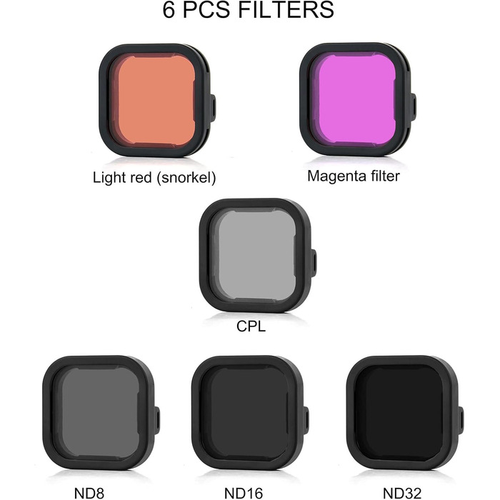 Фільтри SOONSUN CPL, ND8, ND16, ND32 для GoPro Hero 12, 11, 10, 9 - Набір нейтральних фільтрів та поляризатора, захист об'єктива, 4 шт.
