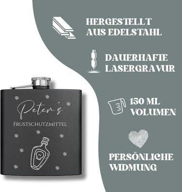 Набір фляг з гравіюванням - персоналізований з іменем - ідеальний подарунок на весілля та для чоловіків - нержавіюча сталь (Дизайн 12)