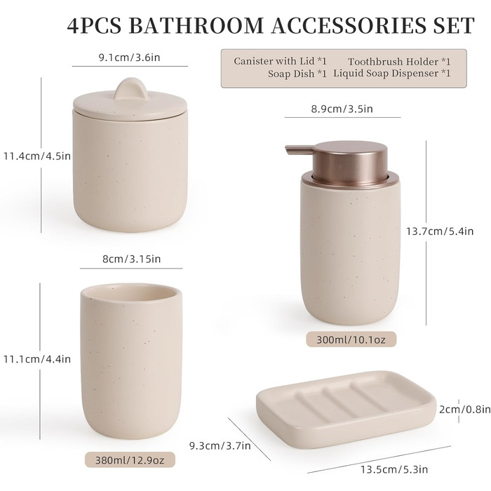 Набір для ванної кімнати з кераміки, 4 шт., аксесуари для ванної кімнати, органайзер з дозатором мила, мильниця, стакан для зубної щітки, контейнер для ватних паличок, преміум-декор для ванної кімнати, абрикосовий колір