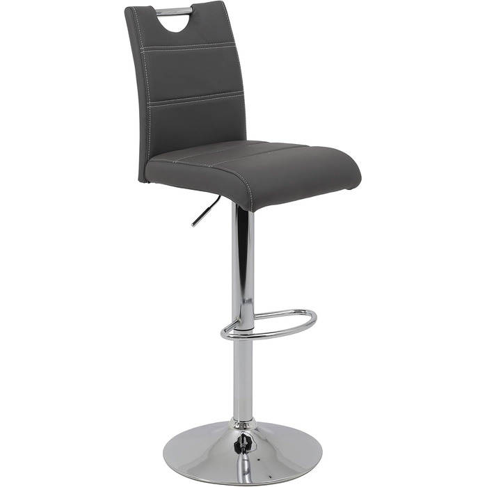 Hela Miranda Bar Stools - 2 Pack, Adjustable Height, 360° Swivel, Grey Faux Leather - Bistro Chairs