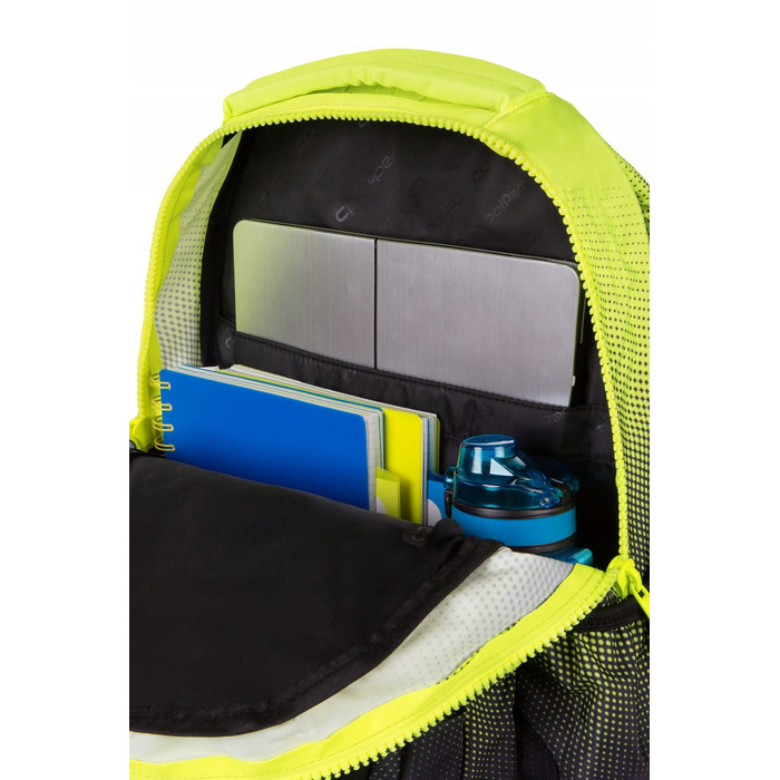 Багатовідсіковий шкільний рюкзак CoolPack, чорний з жовтими та золотистими акцентами, 21 л