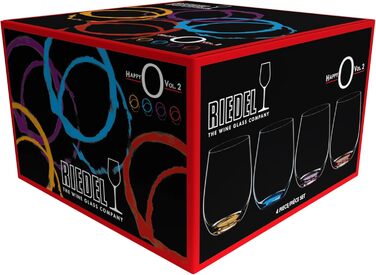 Стакани RIEDEL Happy O Vol. 2, прозоре кришталеве скло, кольорове дно, машинне виготовлення