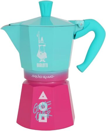 Кавоварка гейзерна Bialetti Moka Express Squid Game© на 3 чашки, алюміній, 130 мл