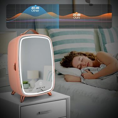 Mini Cosmetic Cooler with LED Mirror - 6 Liter Portable Makeup Fridge with 3 Light Modes (Bright/Dim/Star Light) & Quiet Operation