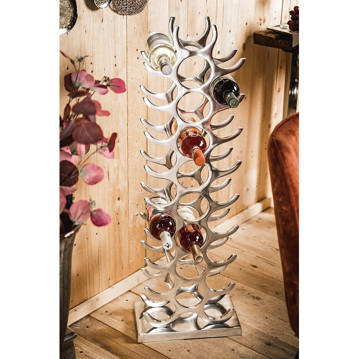 MichaelNoll Wine Rack Bottle Rack Bottle Aluminum Silver Luxury - Wine Rack, Modern Metal Shelf - Bottle Holder/Bottle Stand for Bottles of Prosecco, Wine and Champagne - 101 cm XXL