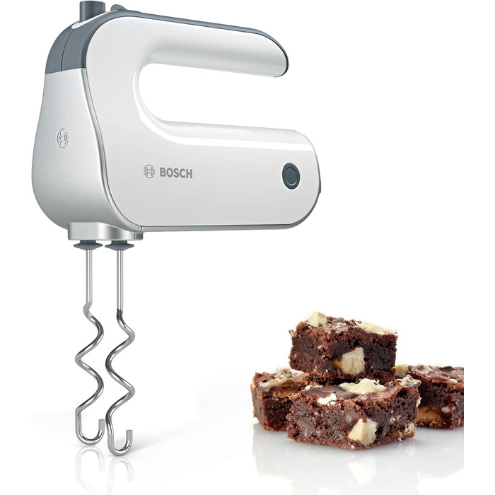 Bosch Hand Mixer Styline MFQ4835DE, 2x whisks, 2 stainless steel dough hooks, dishwasher-safe, 575 W, white