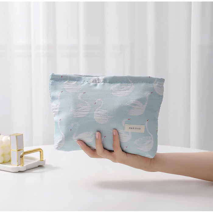 Косметичка для макіяжу 2 шт. Органайзер для косметики для дівчат та жінок. Підходить для подорожей та як подарунок. Колір: блакитний, з лебедем