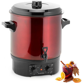 Klarstein Biggie Small - Canning Machine, Canning Pot, Preserving Pot, Mulled Wine Machine, Electric, 16L Capacity, 2000 Watt, Adjustable Temperature, Timer up to 120 Minutes, (Red, 27 Liter (analog))