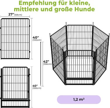 Стійка для цуценят SunsGrove 60см, міцна, чорна, для дому, без інструментів, 6 частин (68 x 100 см)