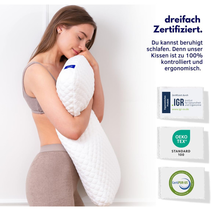 Ортопедична подушка для шиї sleepi® Comfort 70x40x13 см | Пам'ятний пінополіуретан | Оптимальна підтримка та розвантаження тиску
