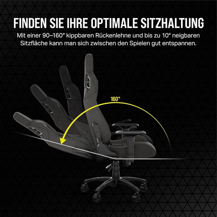 Ігрове крісло Corsair T3 RUSH (2023), тканинне, антрацит, з підголівником і підтримкою спини, ергономічне, для геймерів