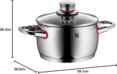 Каструля з ручкою WMF Quality One 16 см без кришки, 1,7 л, каструля для молока, каструля з нержавіючої сталі Cromargan, полірована, без покриття, для індукційних плит