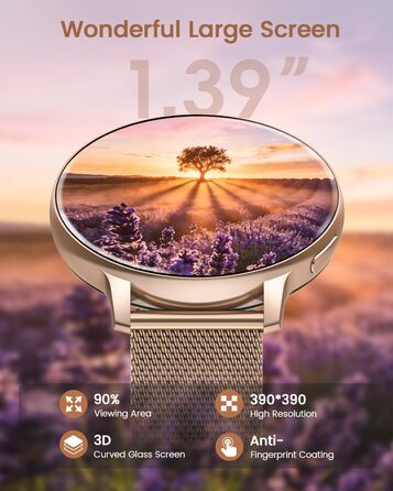 Смарт-годинник жіночий Roségold з функцією дзвінків, 1.39