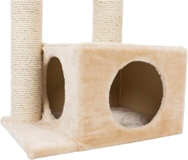 Дряпка для котів TRIXIE, 82.7 см, з обмотаним джутовим стовпом та великою печерею та іграшкою, колір бежевий