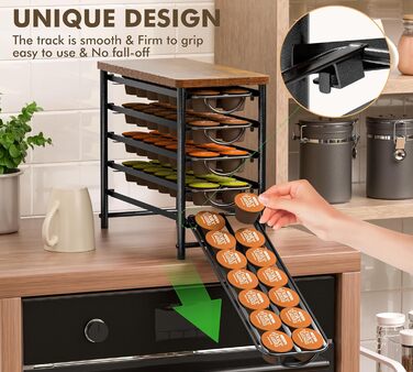Тримач для капсул кави Dolce Gusto, 5-ярусний металевий ящик для капсул з тихими направляючими та антиковзними ніжками (на 72 капсули)